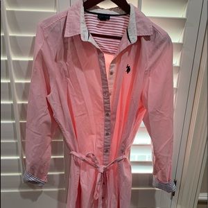 U.S. Polo Assn. belted Oxford dress- pink - size L